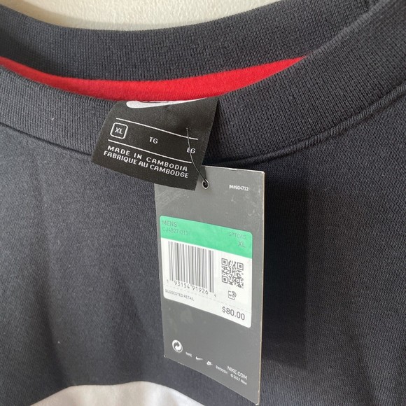 Nike Air Black/White/Red Colorblock Sweatshirt XL - Picture 2 of 8